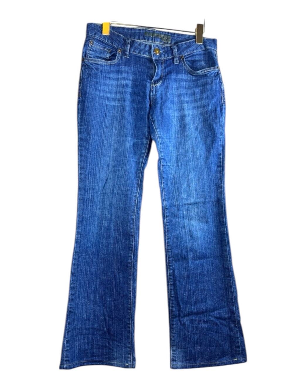 Express Y2K Low Rise Bootcut Jeans Blue Denim Embroidered Back Pockets 4